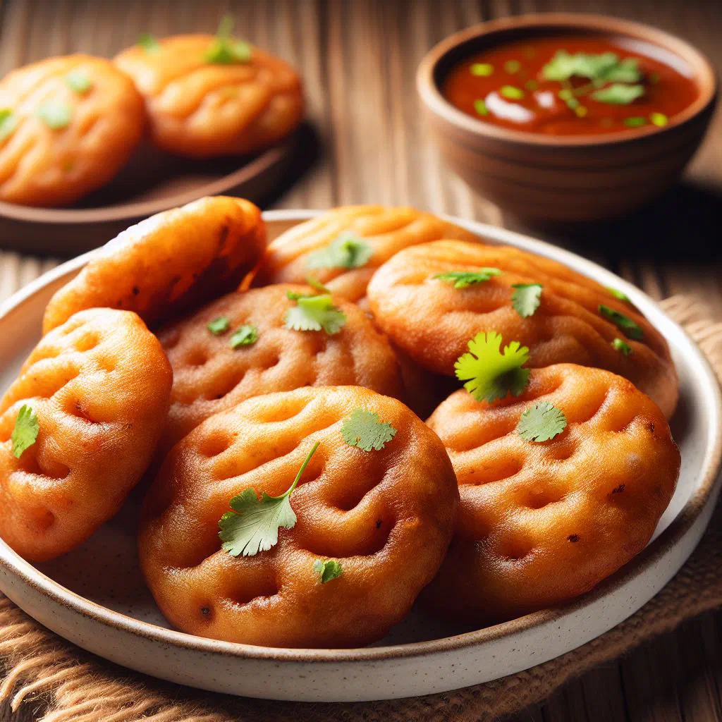 Golden fried Maldivian bajiya pastries filled with spiced fish