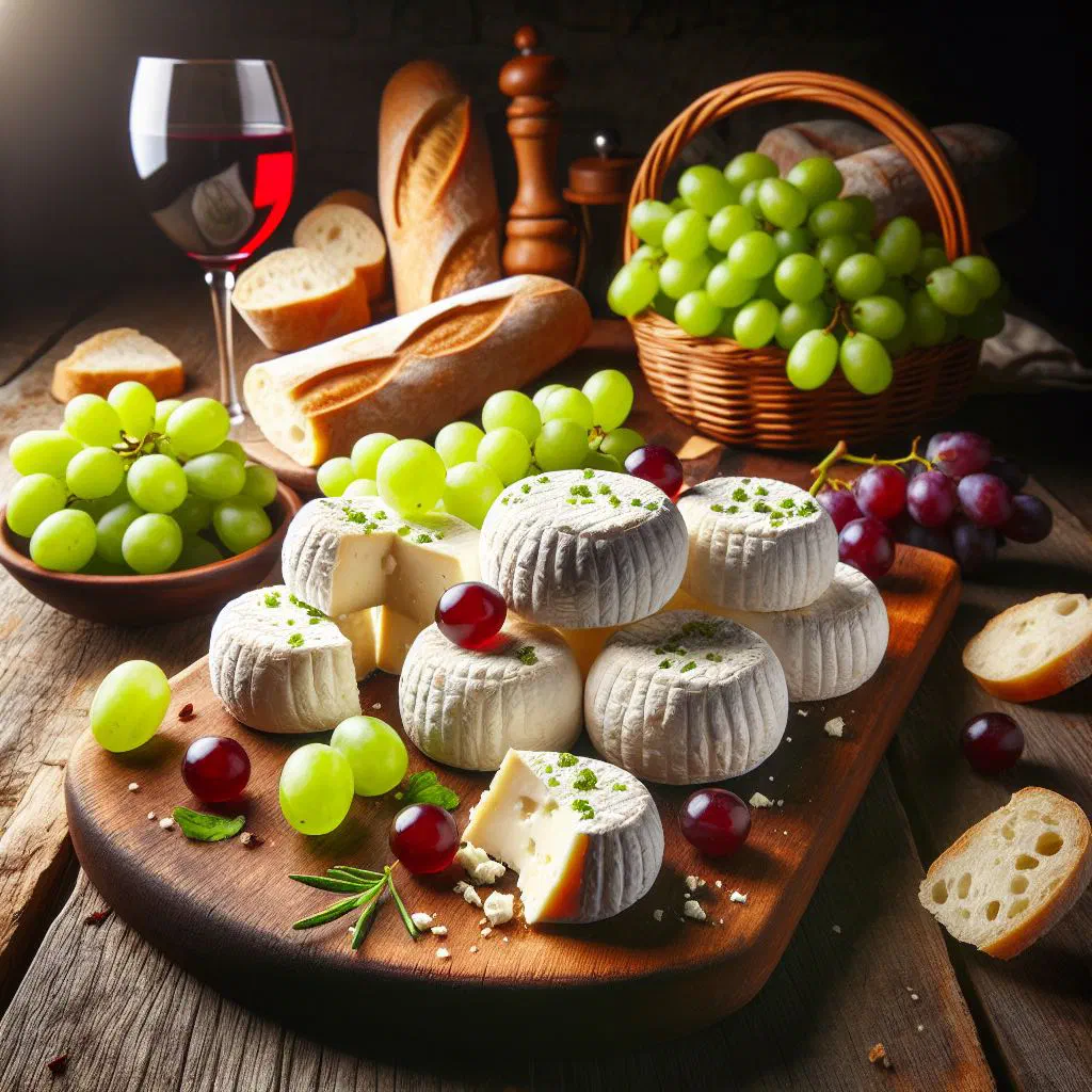 Small round Maltese gbejniet cheeses coated in cracked pepper on a rustic plate