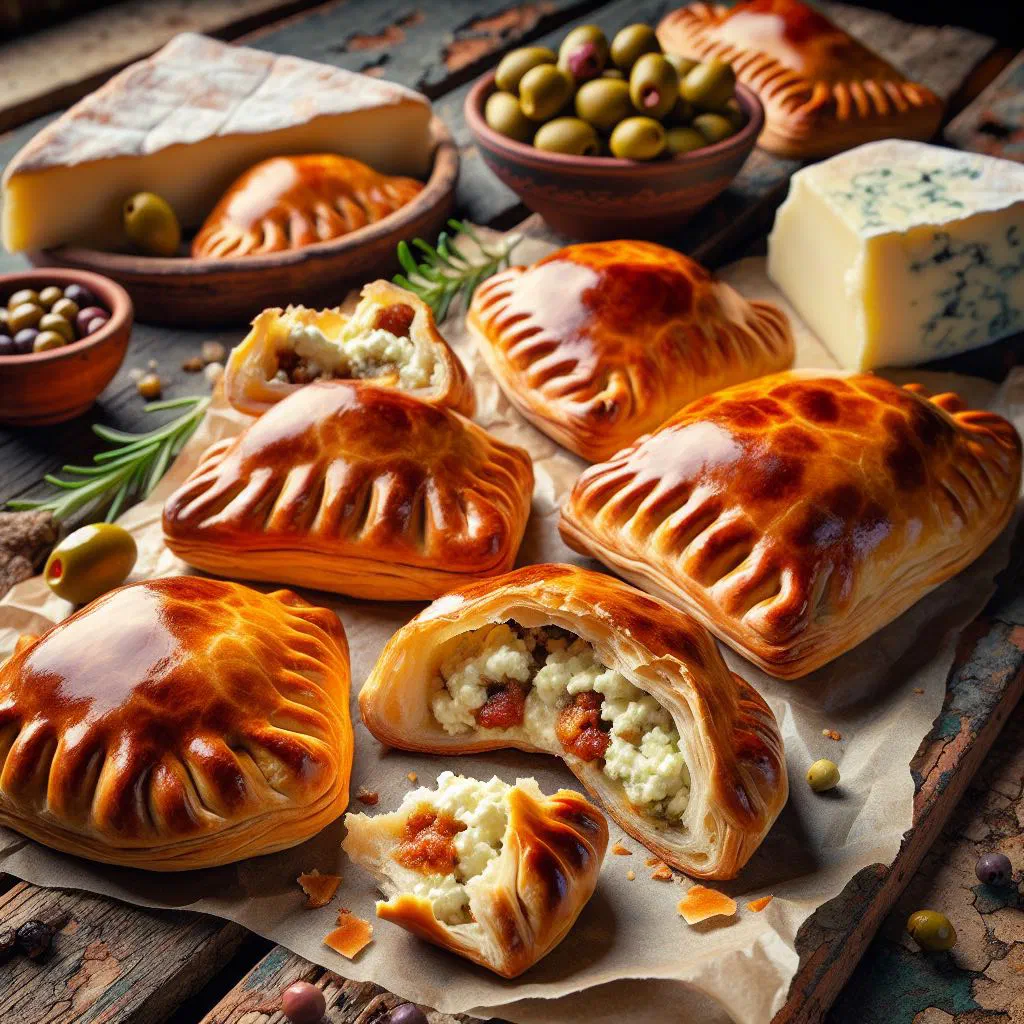 Golden baked Maltese pastizzi pastries filled with ricotta
