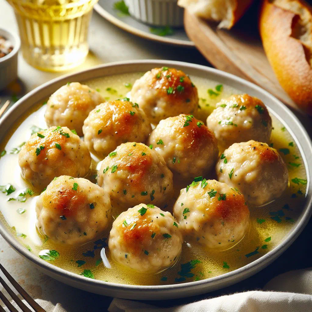 Golden pan-fried Mauritanian fish balls garnished with fresh herbs
