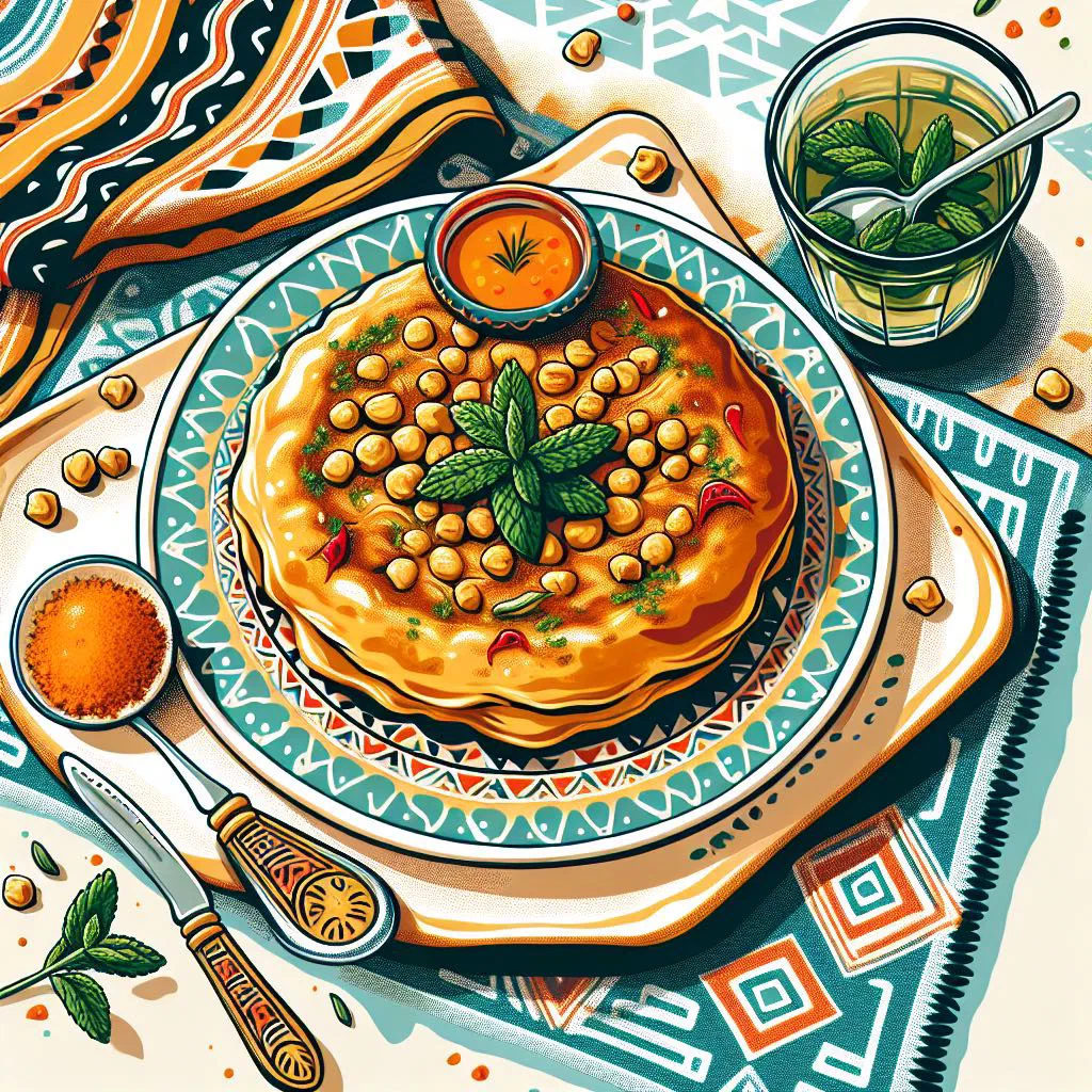 Golden baked karantika chickpea flan cut into squares