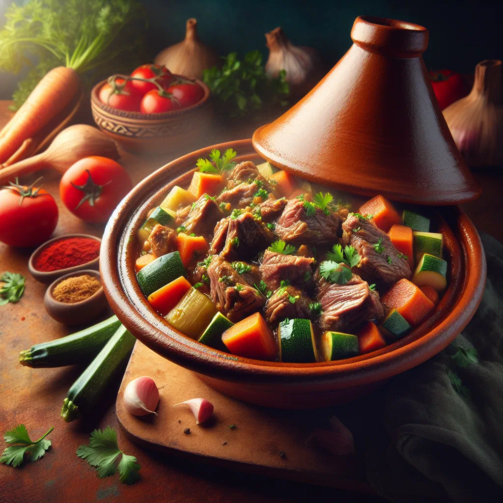 Lamb tagine with apricots and vegetables
