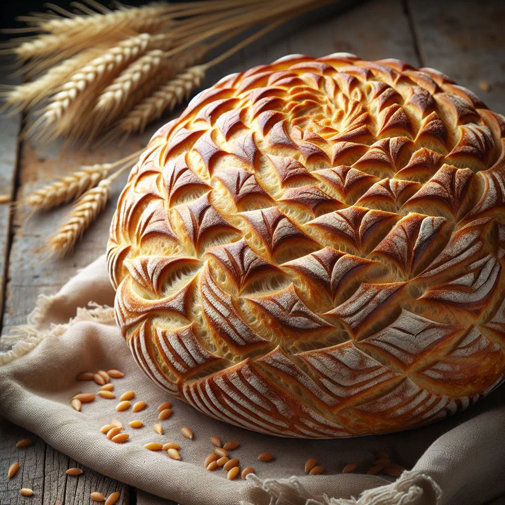Round golden Mauritanian matlouh flatbread on a plate