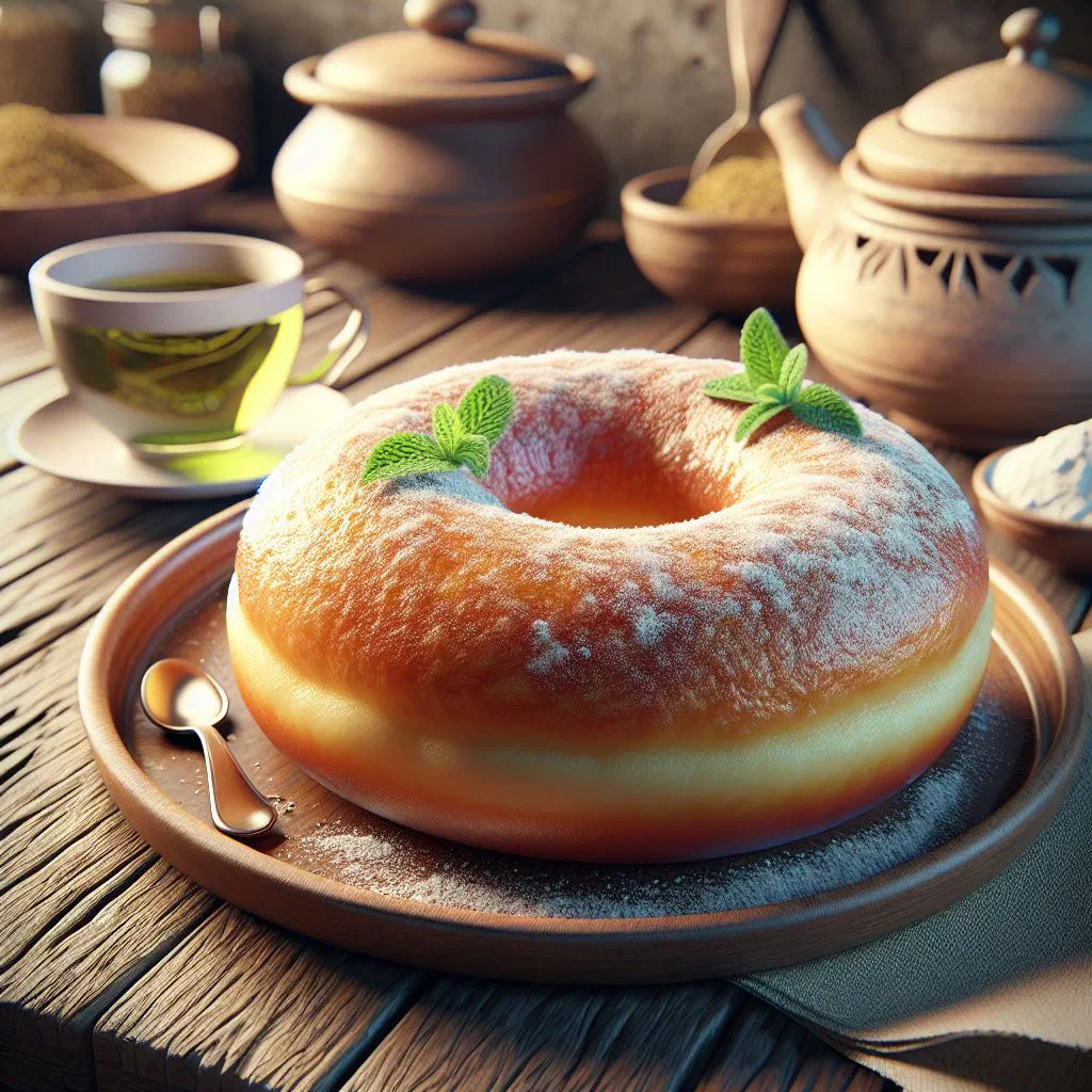 Golden-brown sfenj doughnuts dusted with sugar