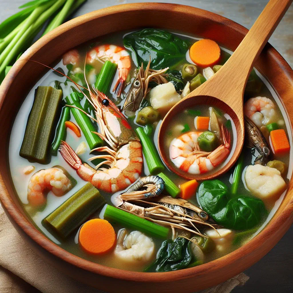 Mauritian bouillon poisson fish soup with vegetables and fresh coriander