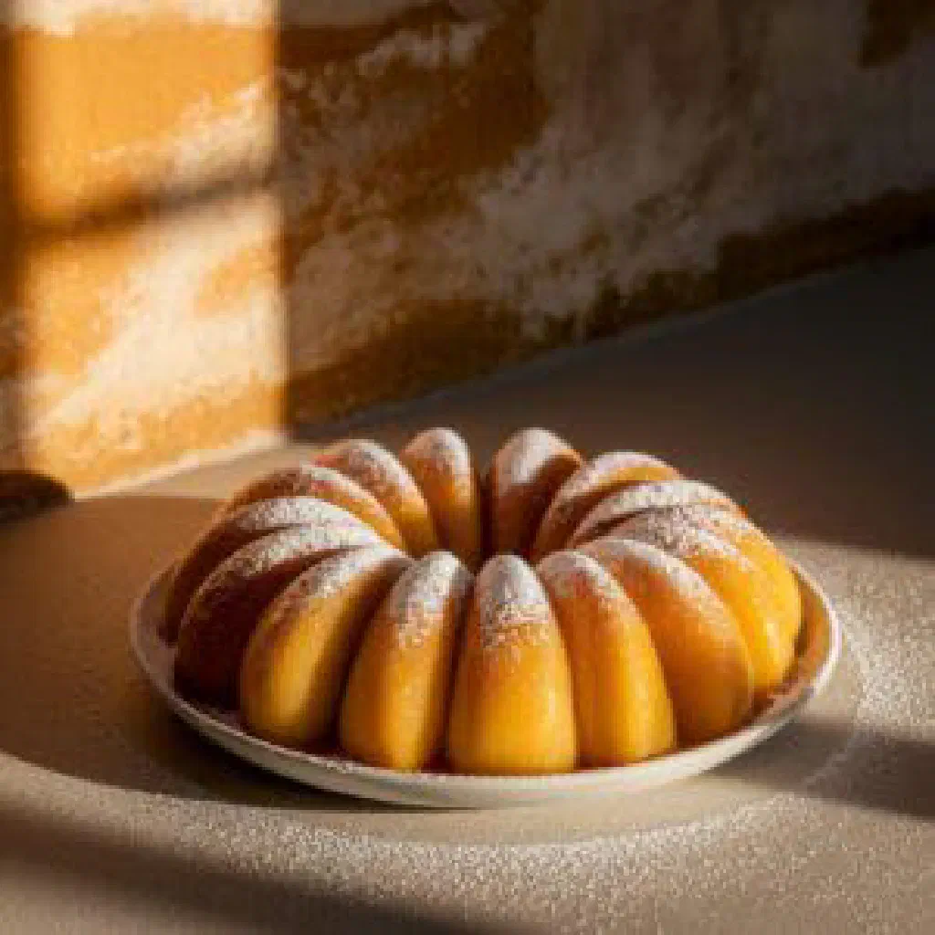 Golden fried Zevi de Pomme d'Amour dough balls filled with spiced pineapple