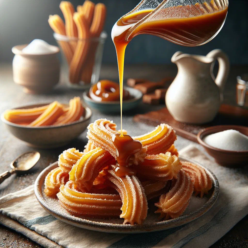 Crisp golden churros dusted with cinnamon sugar, served with a dish of cajeta