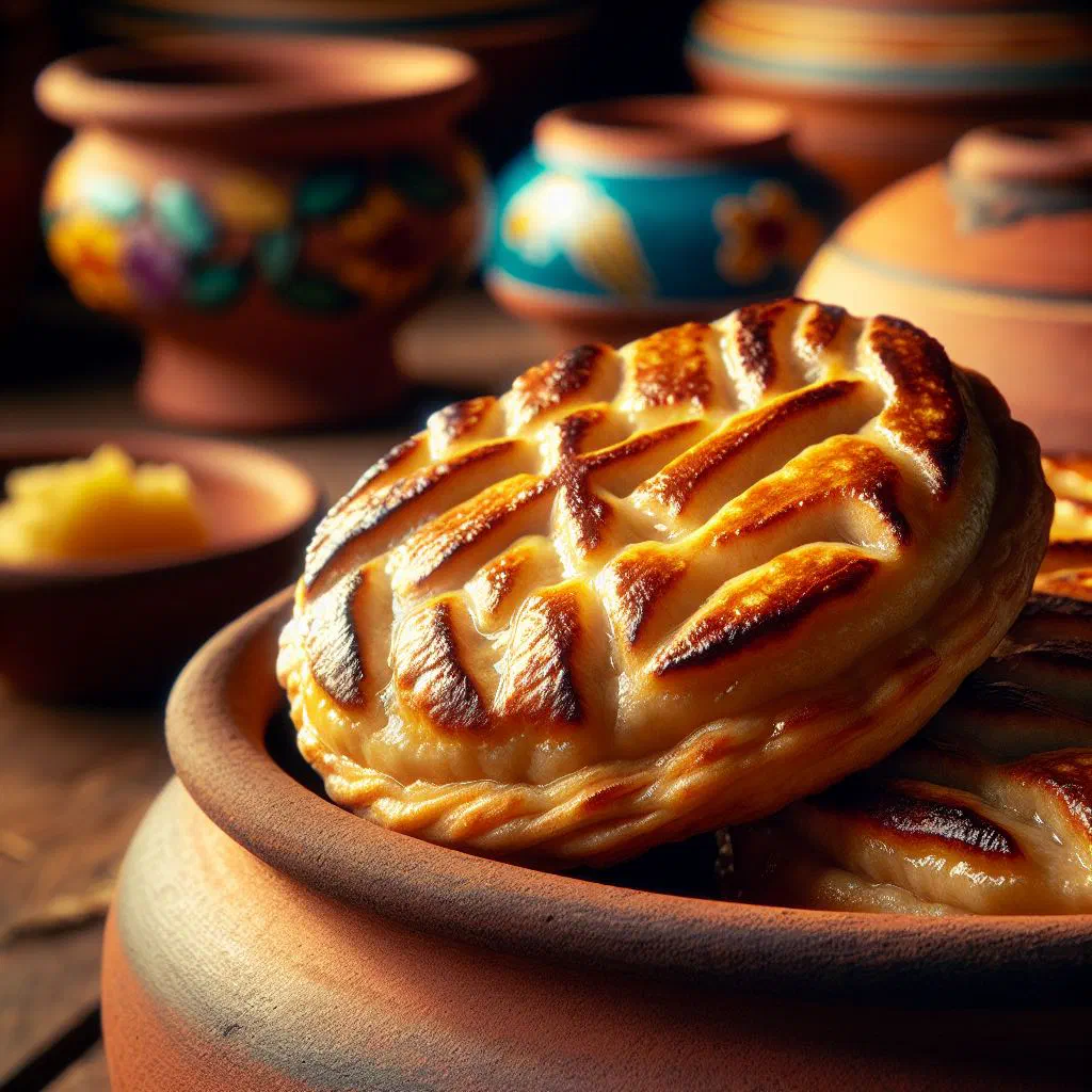 Golden gorditas de nata dusted with sugar, stacked on a plate