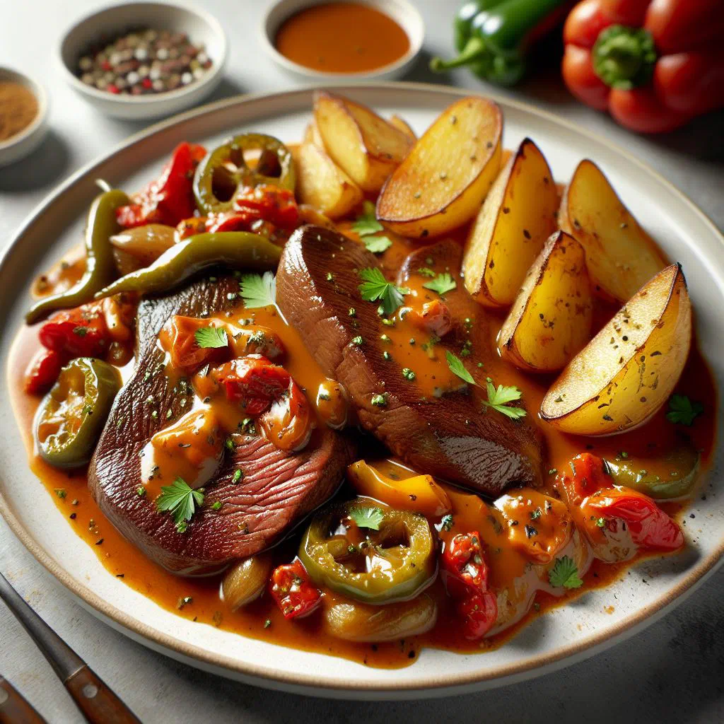 Tender beef tongue simmered in a rich tomato and chilli salsa, garnished with fresh coriander
