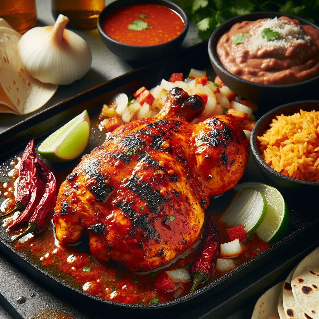 Pollo al chipotle chicken in smoky chipotle sauce garnished with fresh coriander