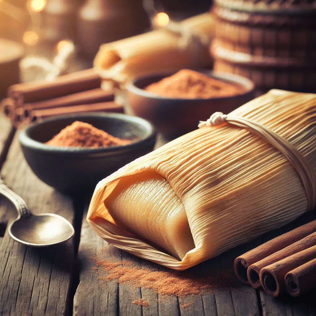 Sweet tamales wrapped in corn husks on a plate