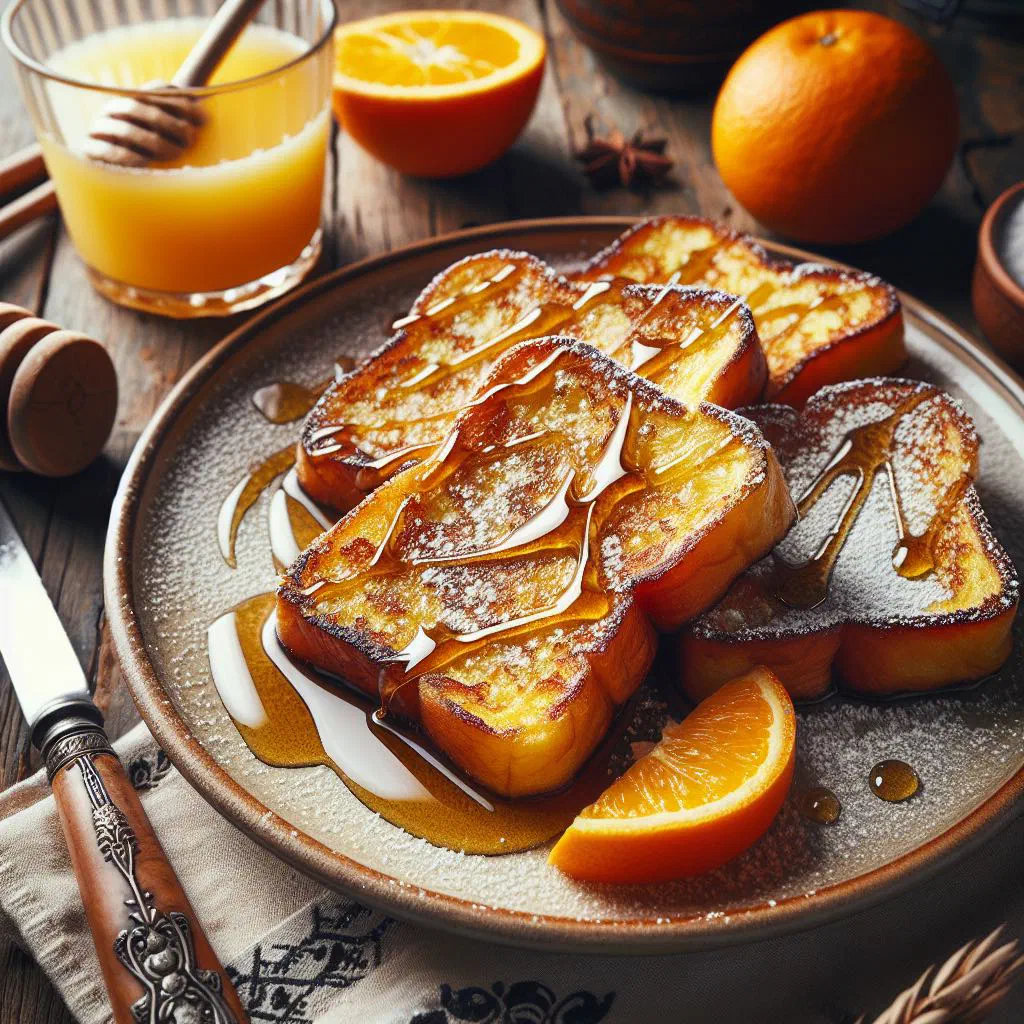 Golden torrejas dusted with cinnamon sugar and served with vanilla sauce