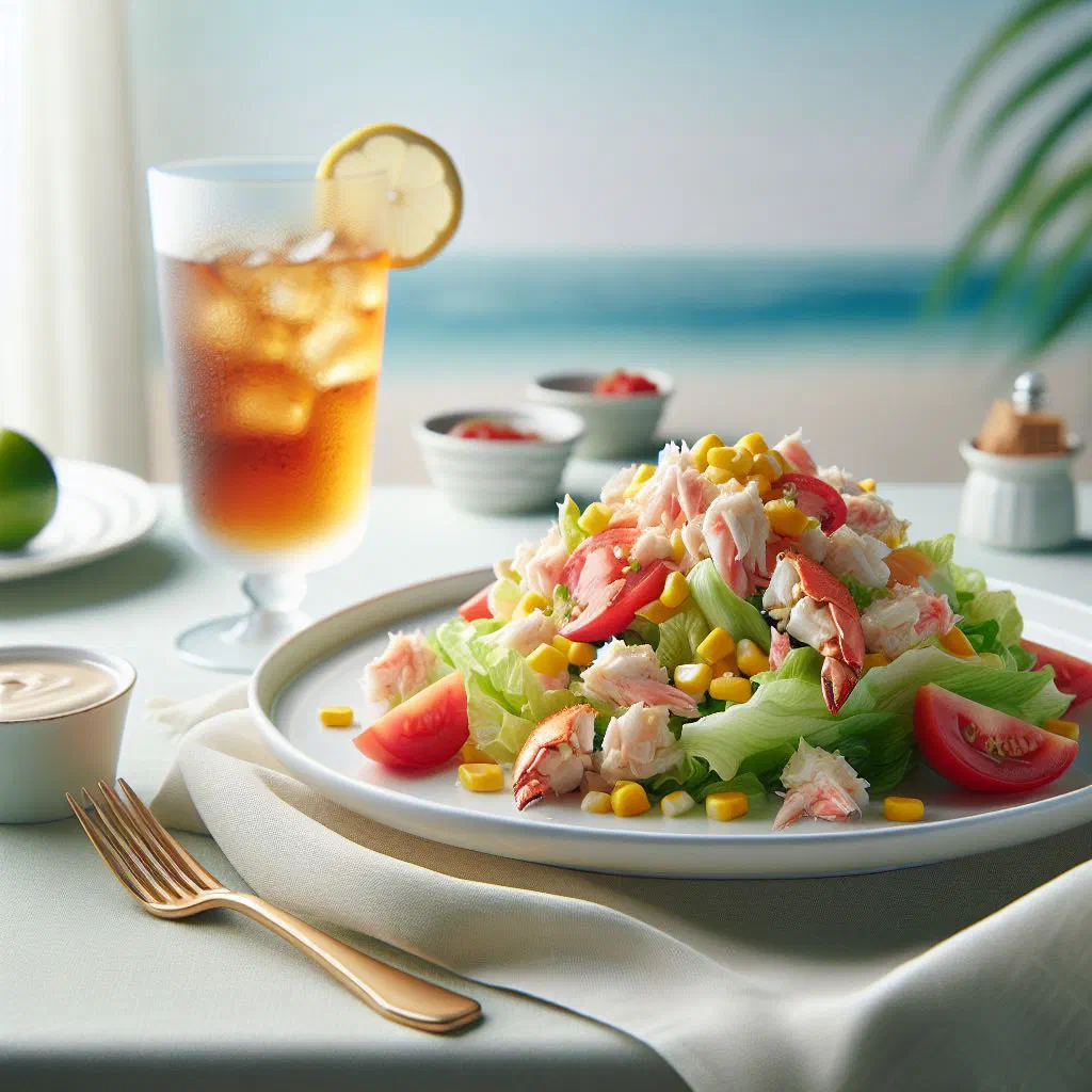 Fresh crab salad with avocado, peppers and coriander in a bowl