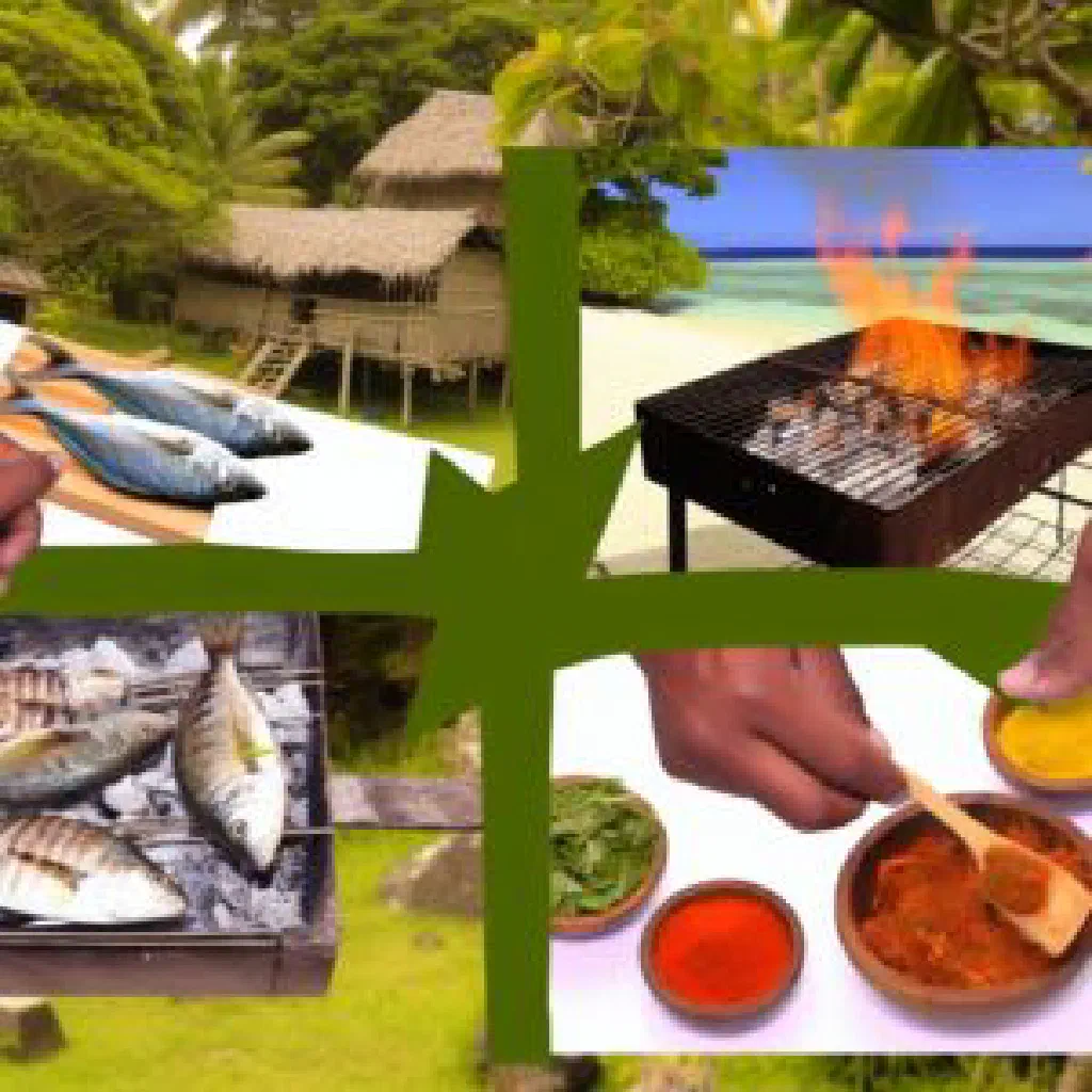 Grilled reef fish fillet with lime wedges and fresh herbs