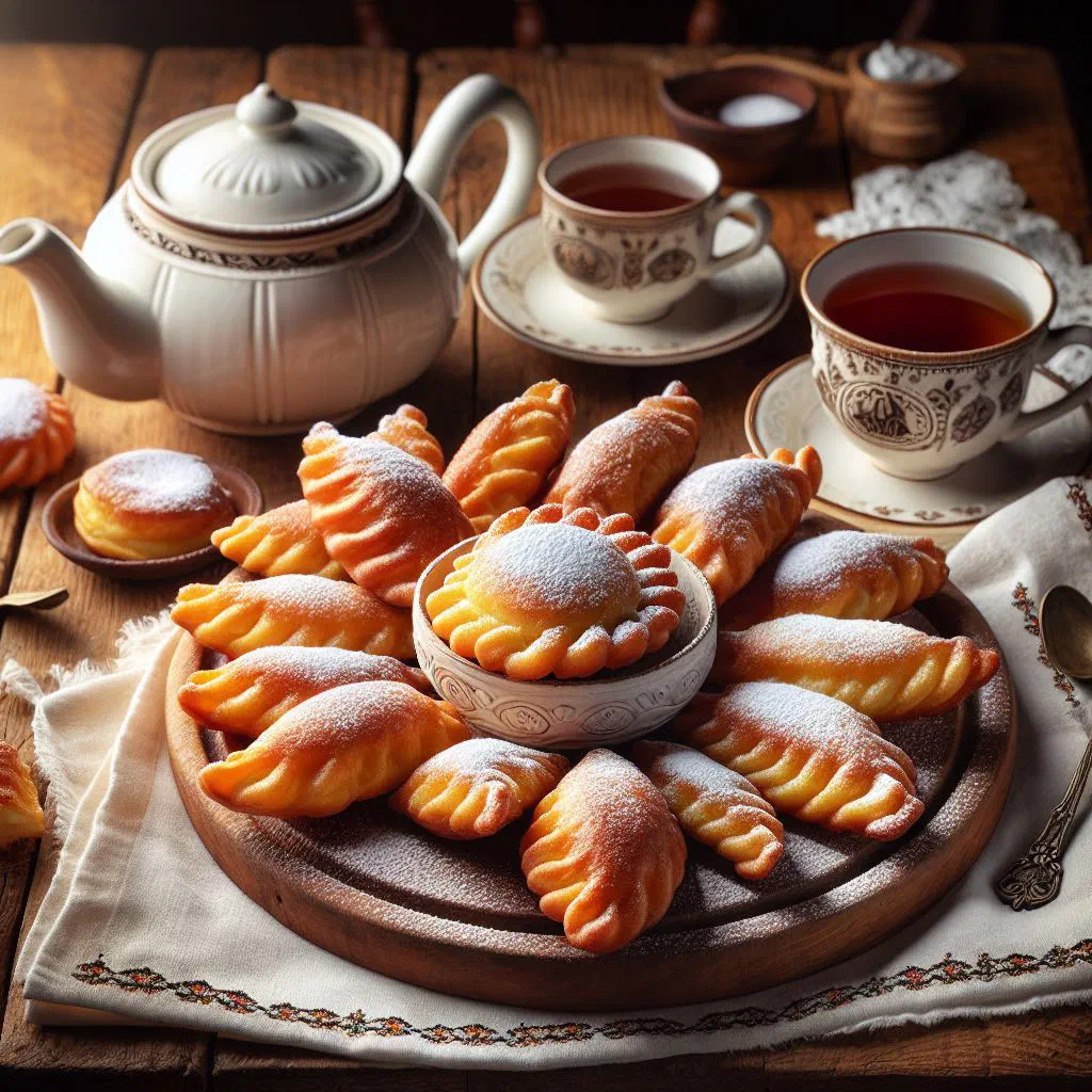 Golden pan-fried chiroste dumplings filled with potato and cheese