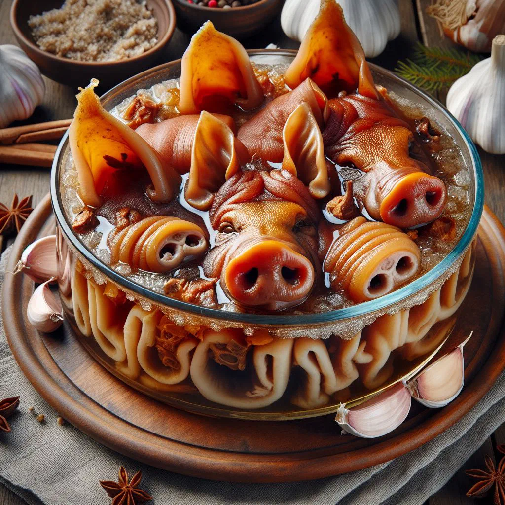Set piftie meat jelly with beef, carrots and fresh parsley