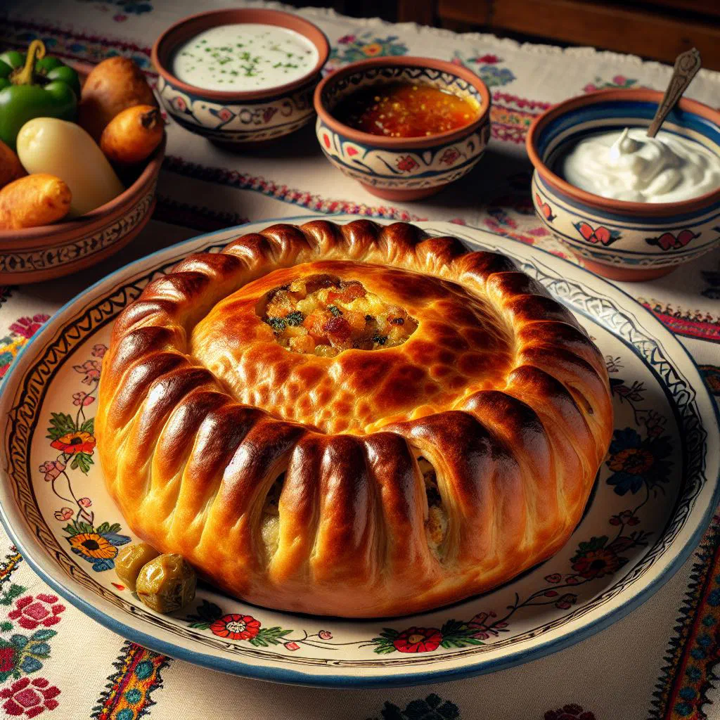 Golden fried Moldovan pirosti dumplings with parsley and sour cream