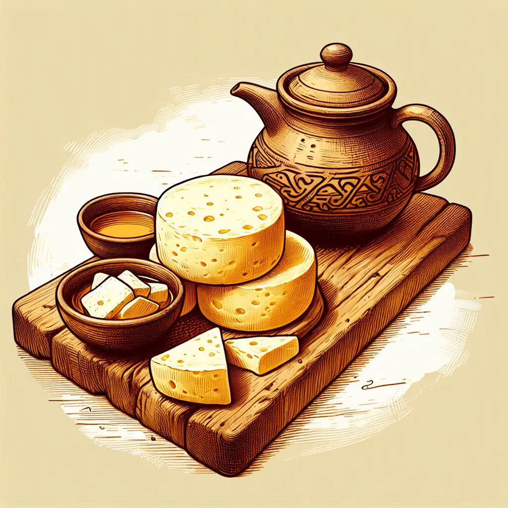 Golden pan-fried Byaslag dumplings on a rustic wooden board