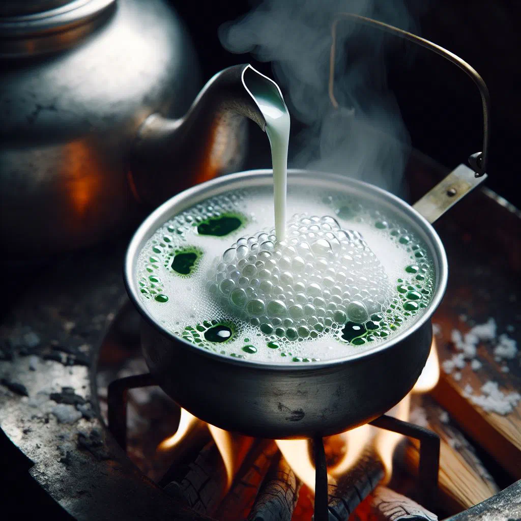 A bowl of warm Mongolian suutei tsai salted milk tea