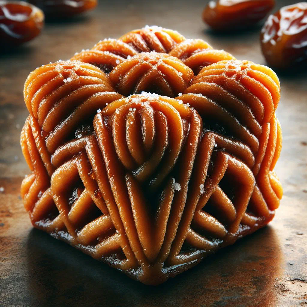 Golden diamond-shaped makrout pastries filled with date paste