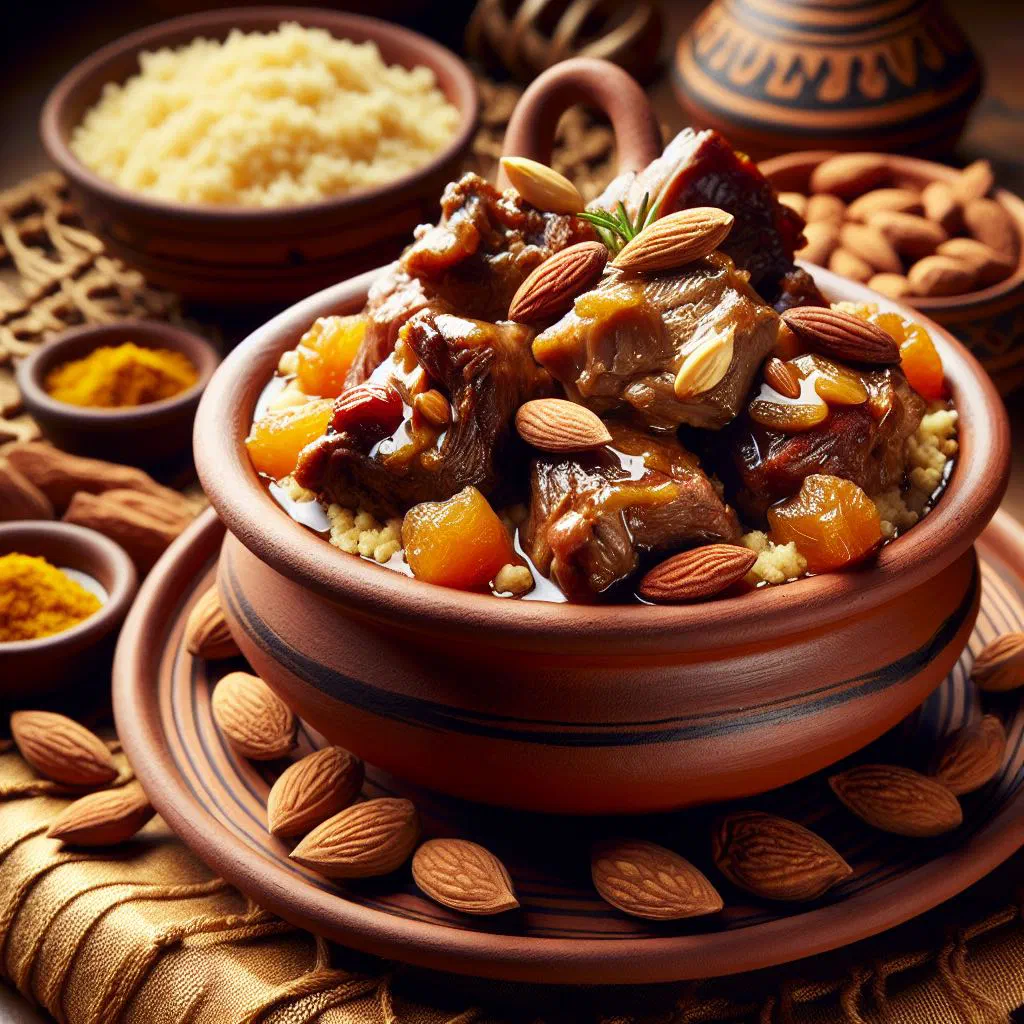Mrouzia lamb braised with dried apricots, raisins and honey