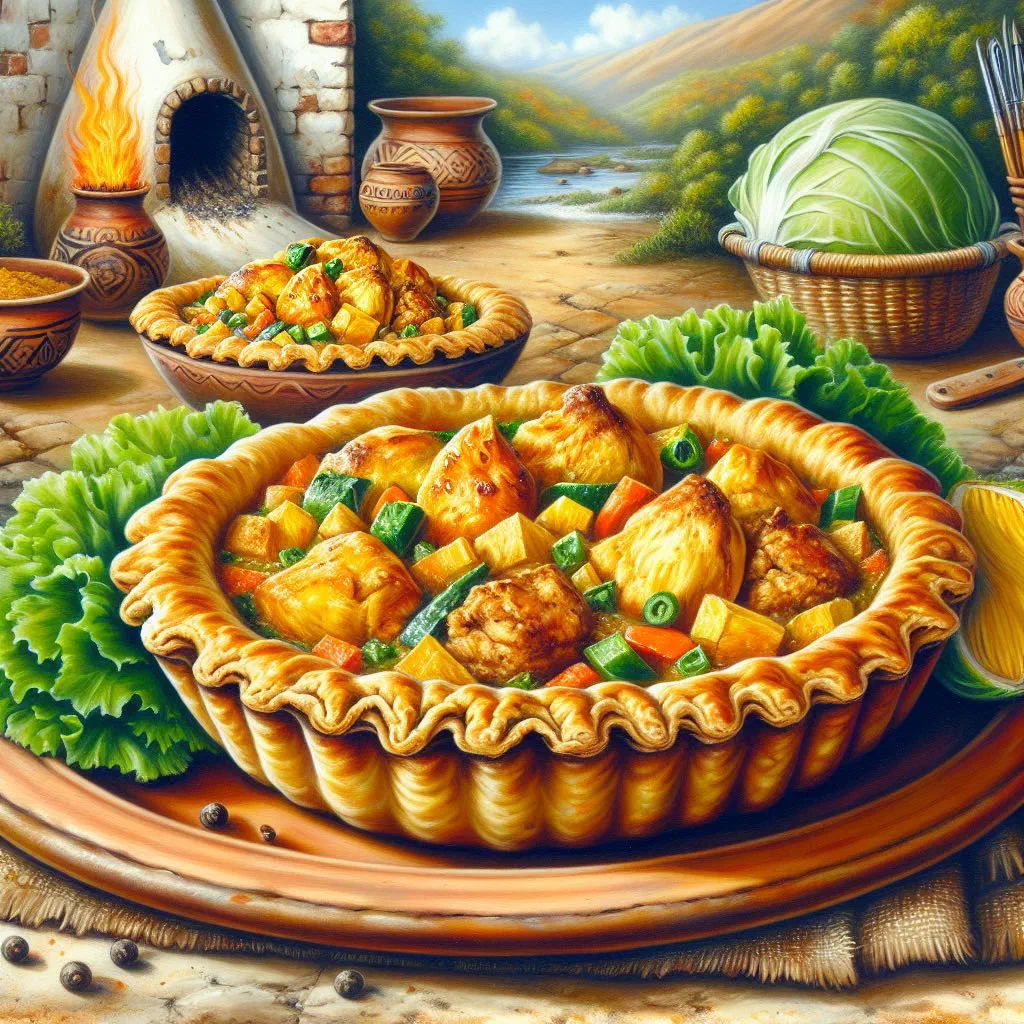 Golden baked Empada de Frango chicken pies on a plate