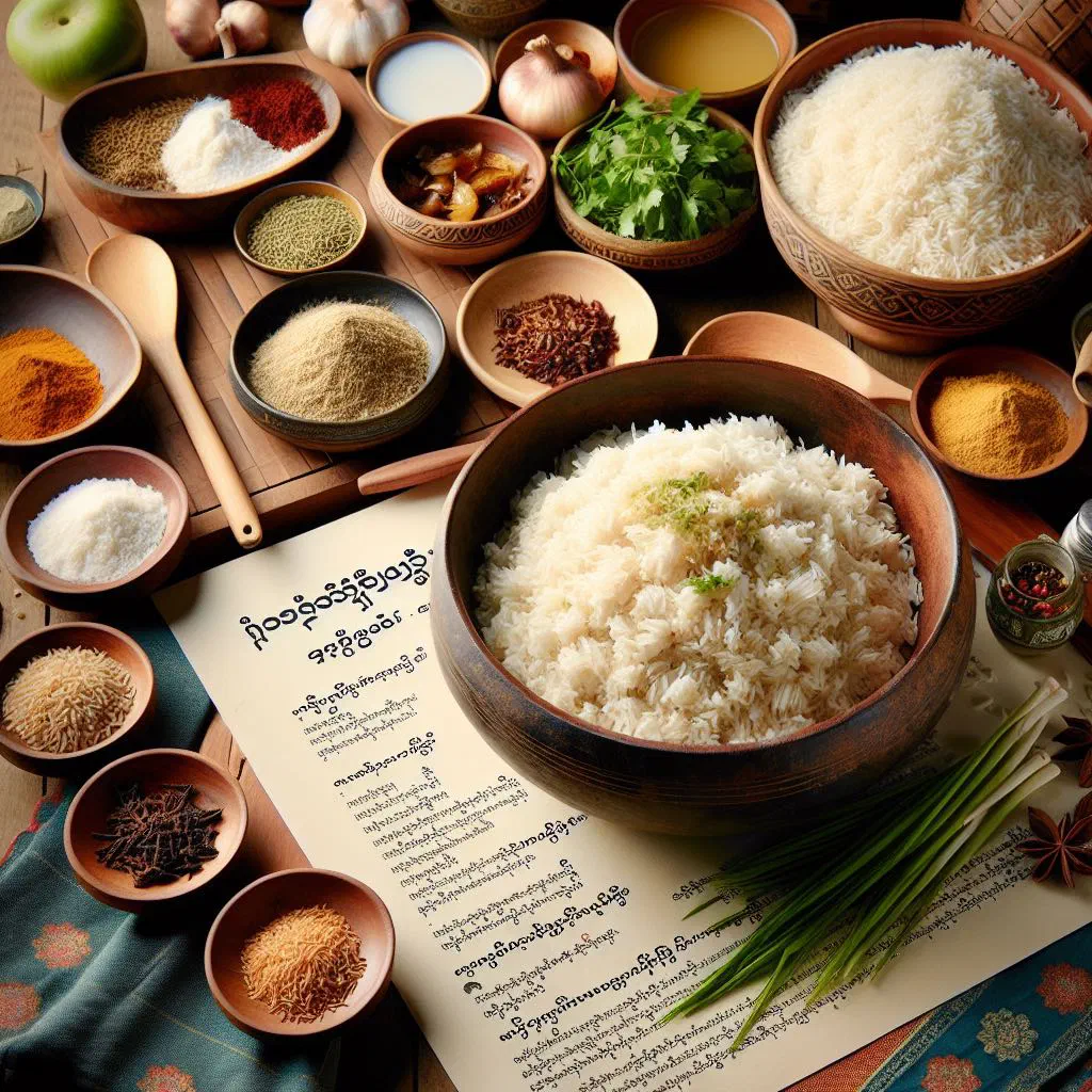 Fluffy coconut rice in a bowl garnished with fresh coriander
