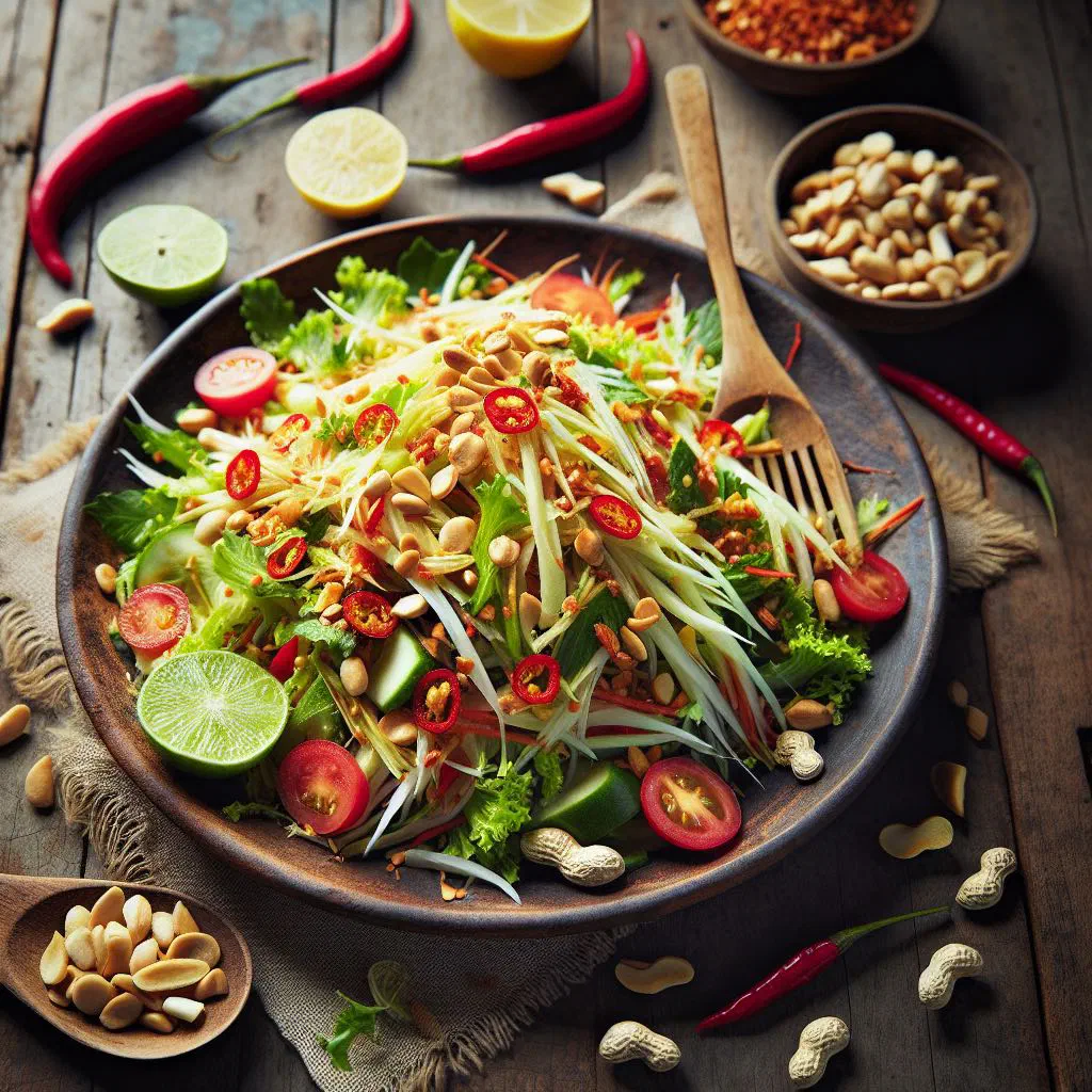 Burmese ginger salad with shredded ginger, carrot and fresh coriander
