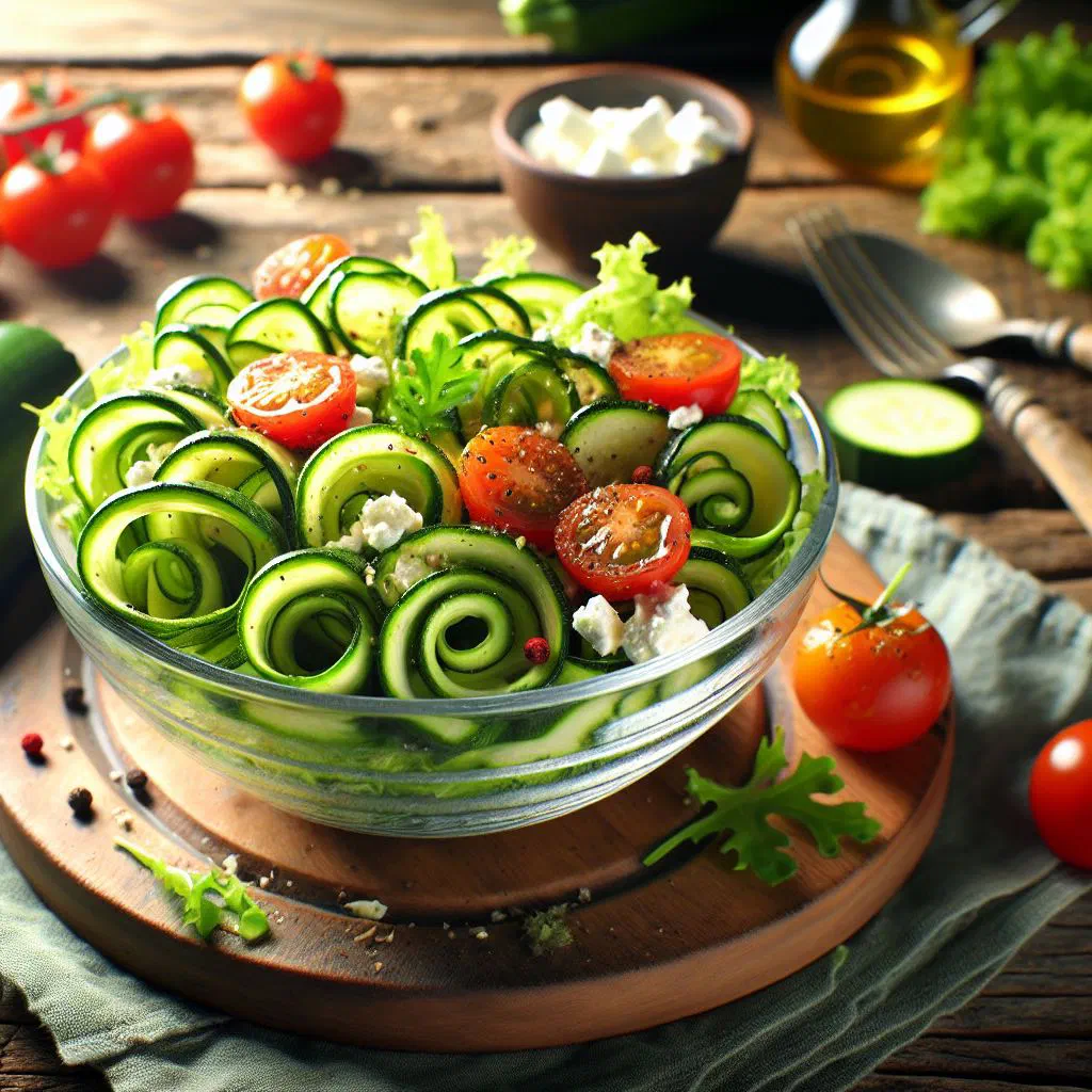 Burmese zucchini salad with crushed peanuts, red onion and fresh coriander