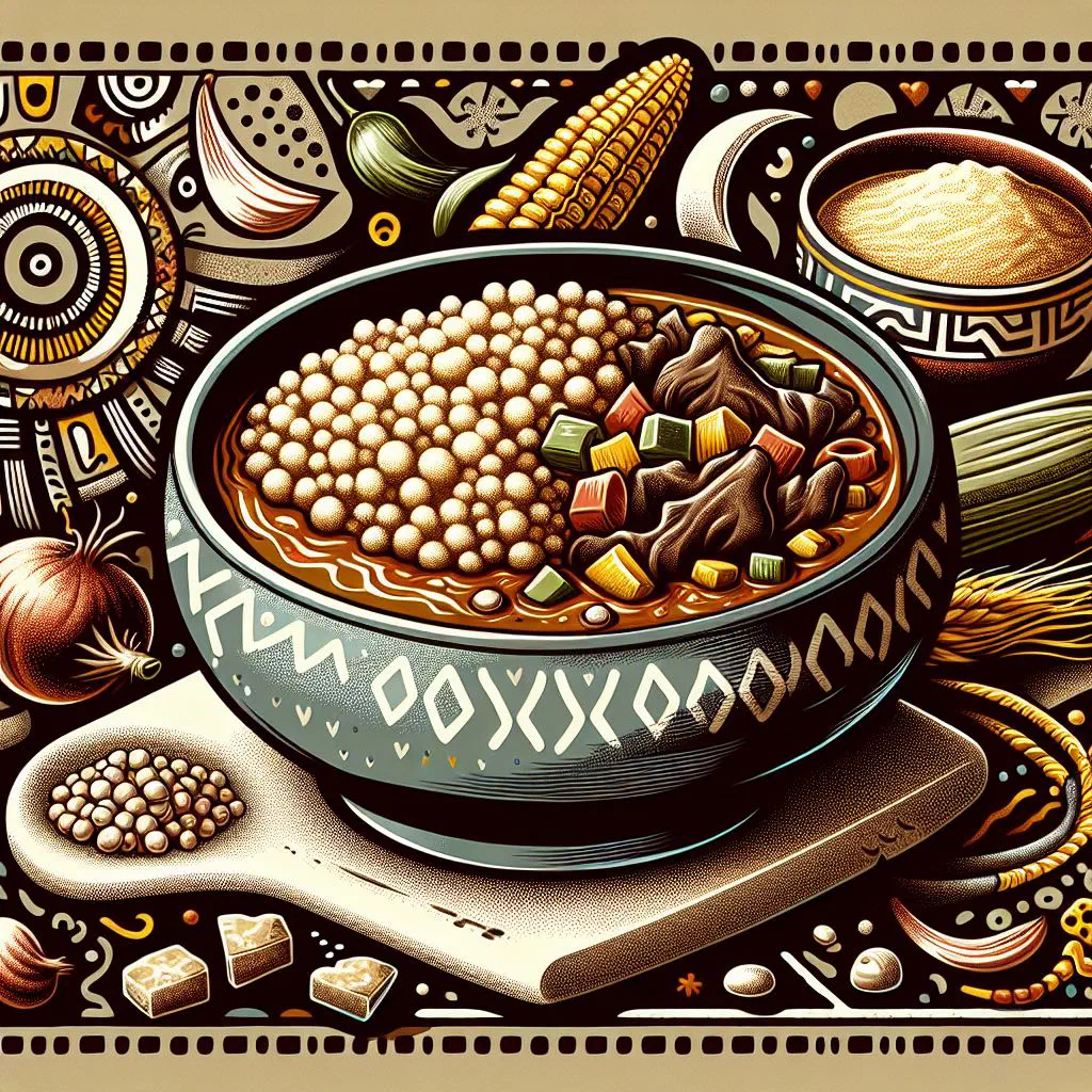 Bowl of thick white oshifima maize porridge served with a savoury side