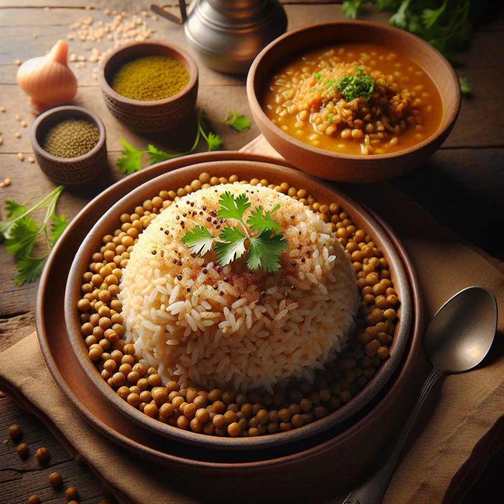 Bhuteko Bhat fried rice with vegetables and fresh coriander in a bowl