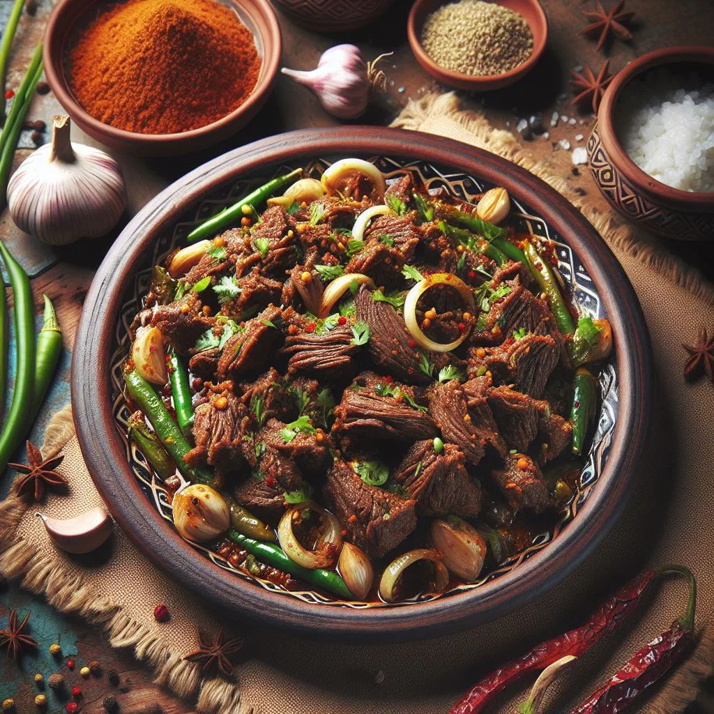 Spicy grilled choila garnished with fresh coriander