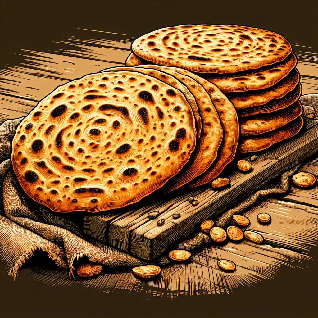 Stack of freshly cooked Nepalese roti flatbreads on a plate