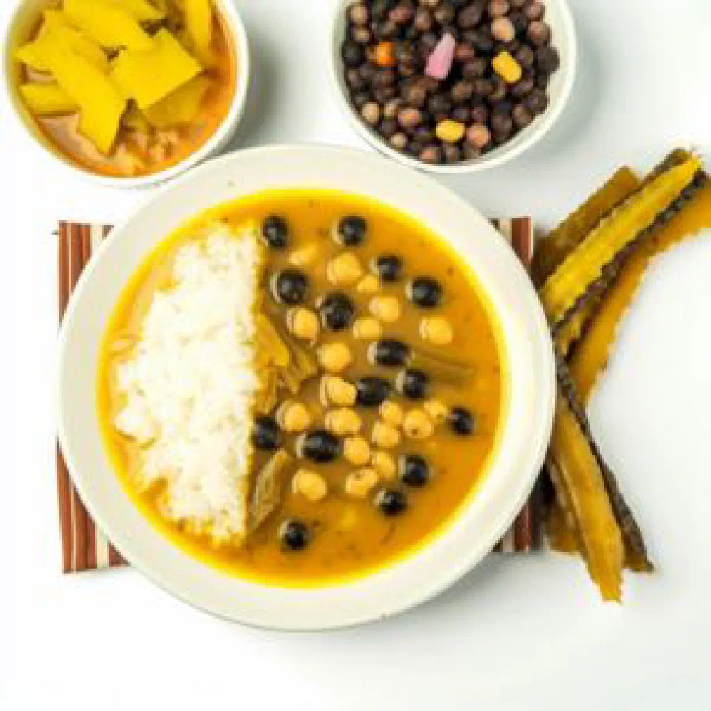 Tama bodi, a Nepalese curry of fermented bamboo shoots garnished with fresh coriander