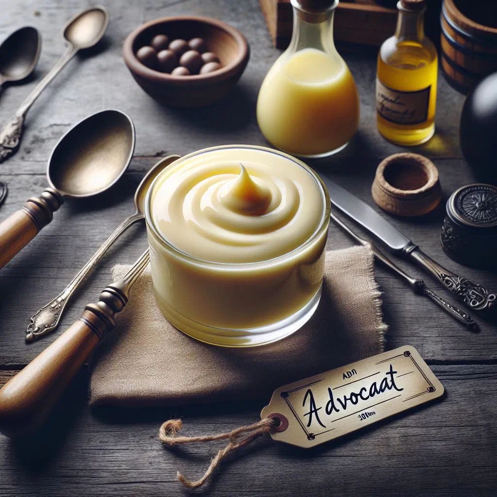 Creamy yellow advocaat served in a small glass