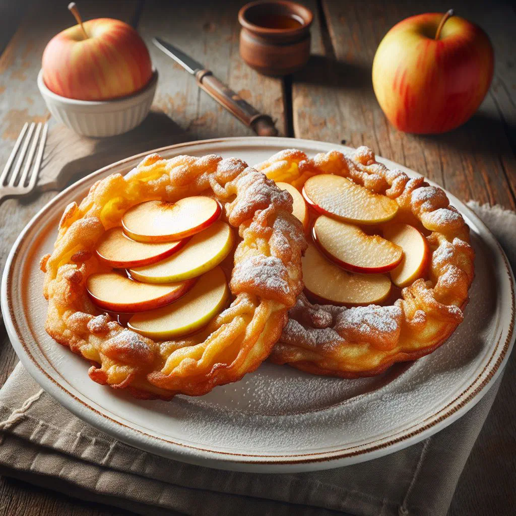 Golden Dutch apple fritters dusted with cinnamon sugar