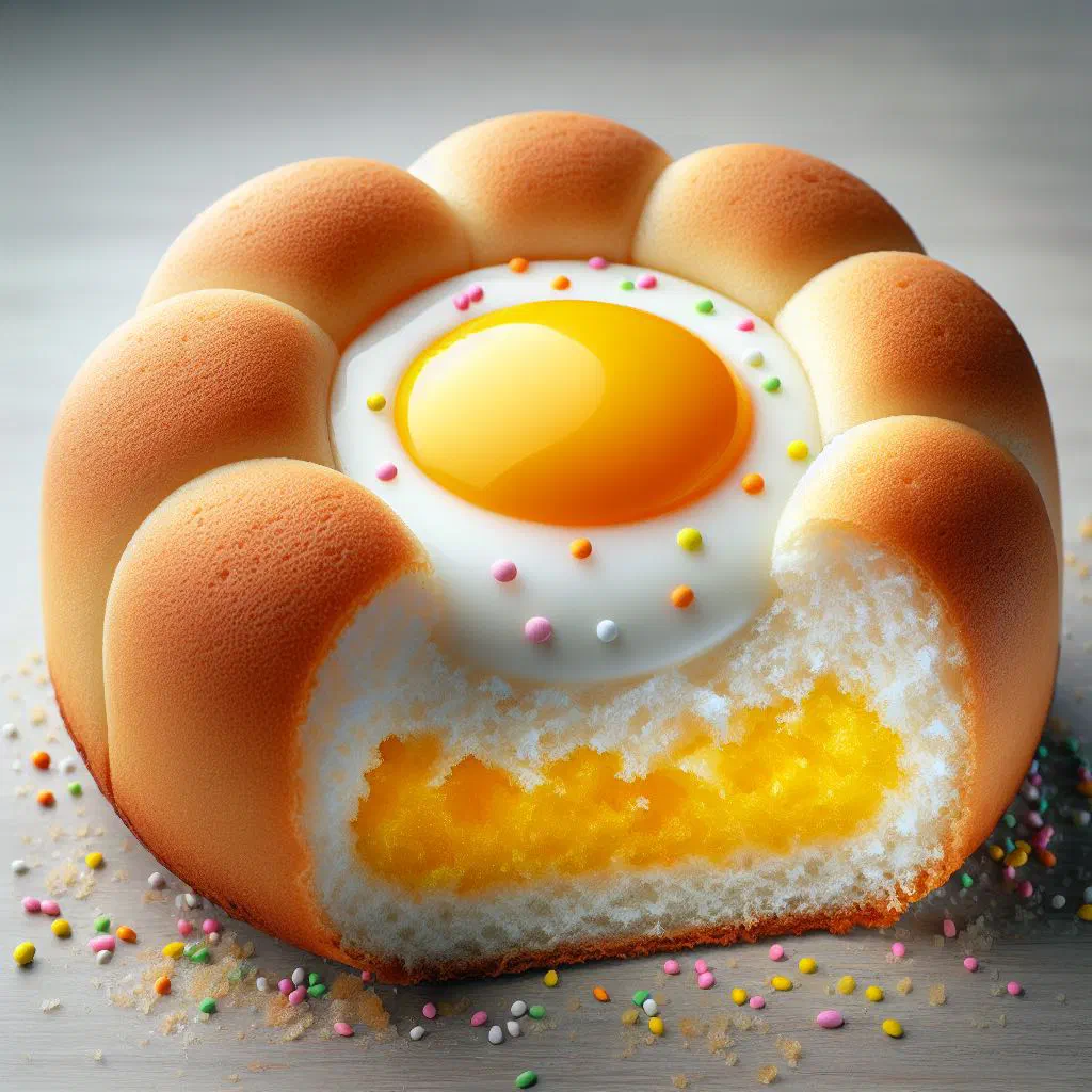 Golden Dutch Easter egg cake on a serving plate