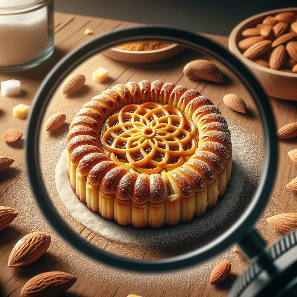Round Dutch almond-filled biscuits dusted and stacked on a plate