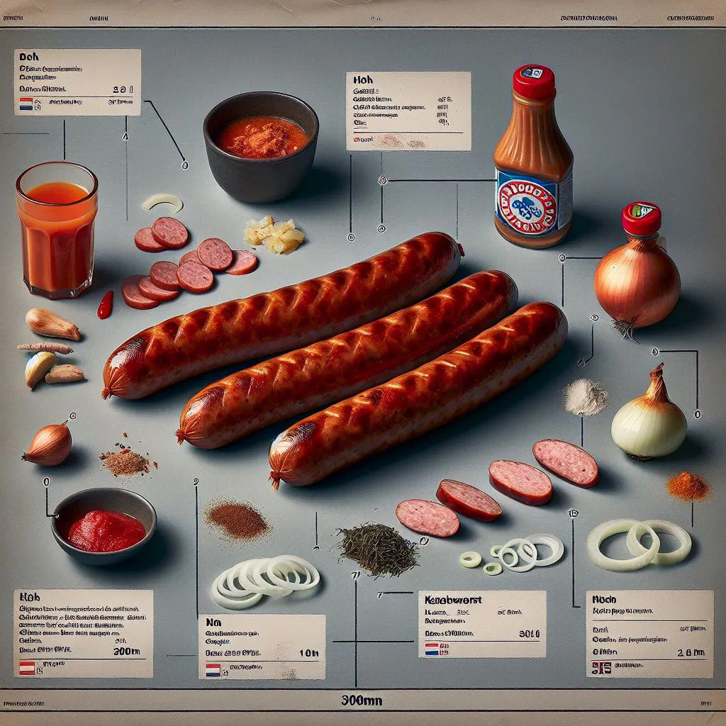 Dutch knakworst sausages served with mustard and bread