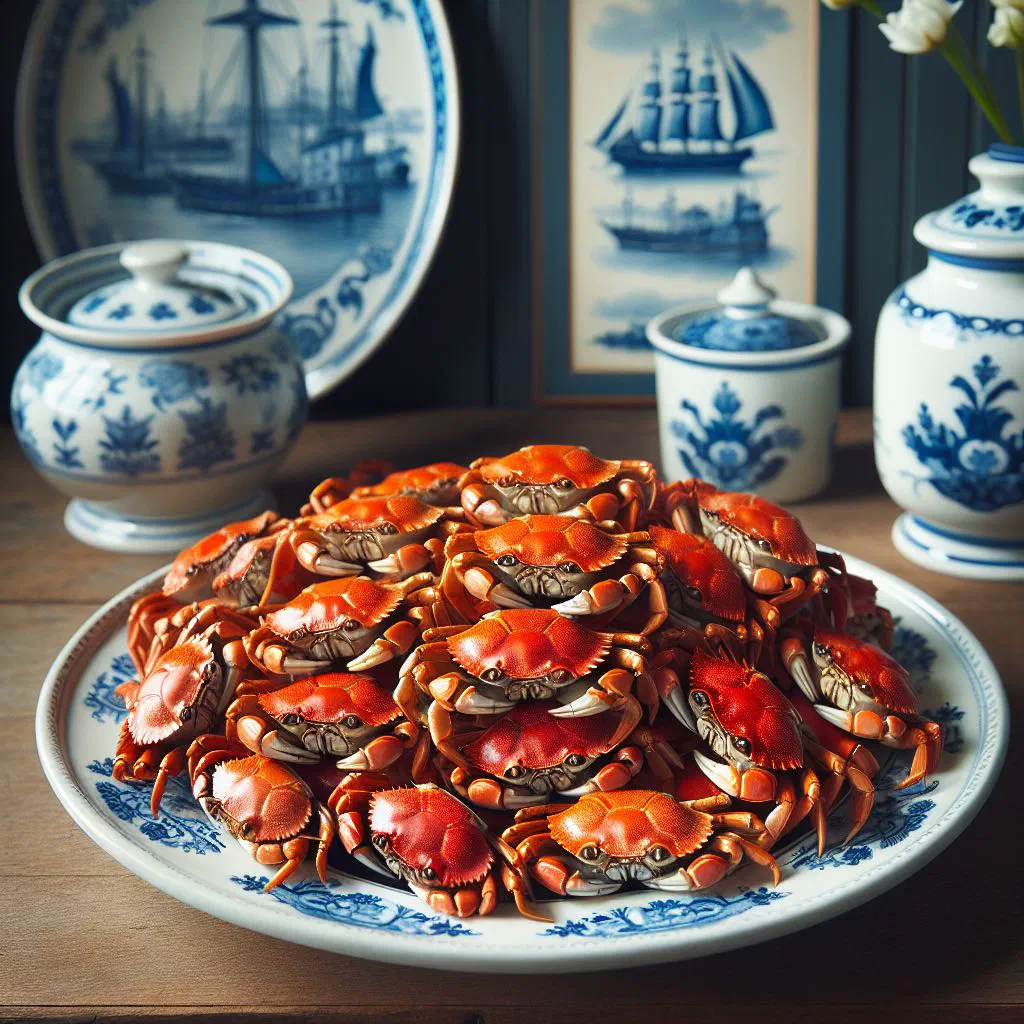 Crisp golden Dutch krabbetjes crab bites served with a lemon wedge