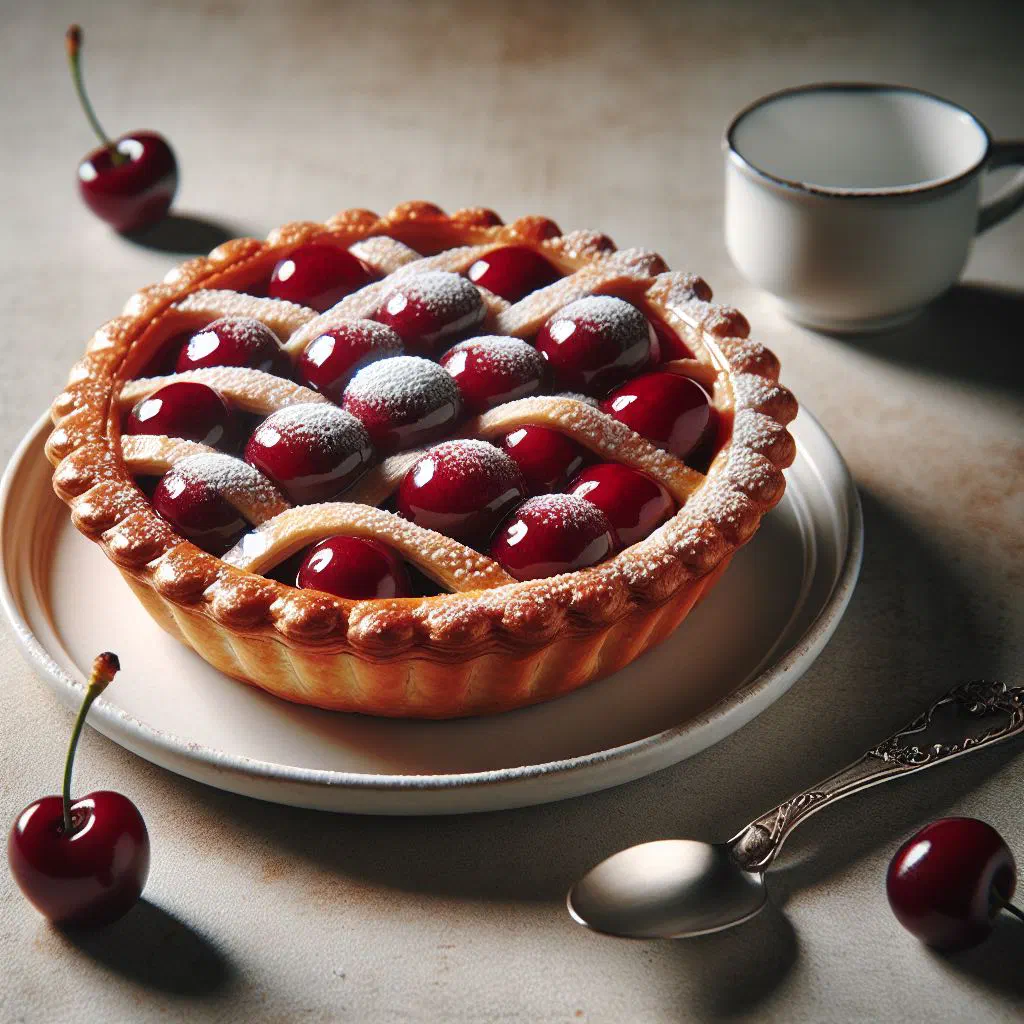 Limburgse Kersenvlaai cherry tart with a golden shortcrust base