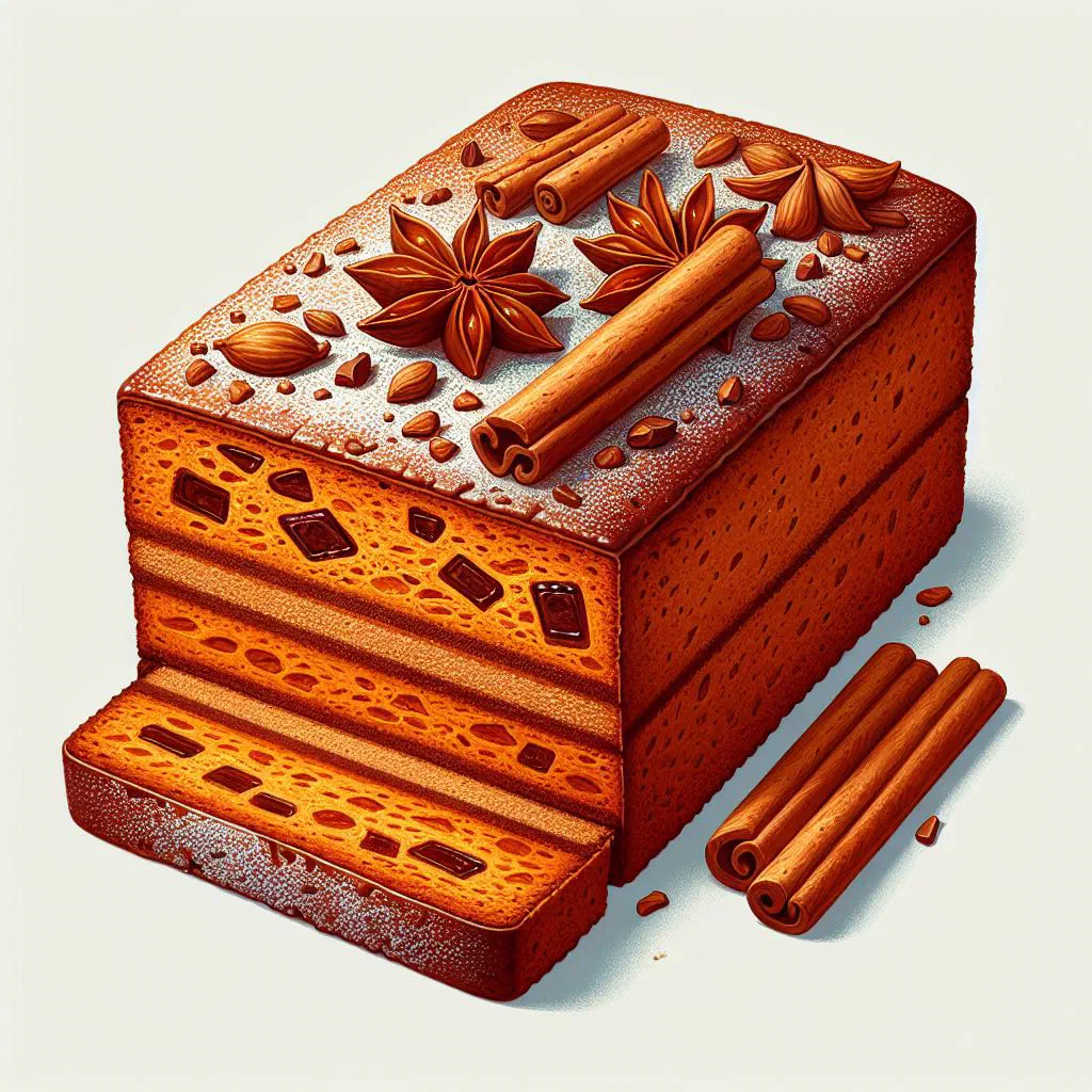 Sliced Limburgse koek spice cake with honey and nuts