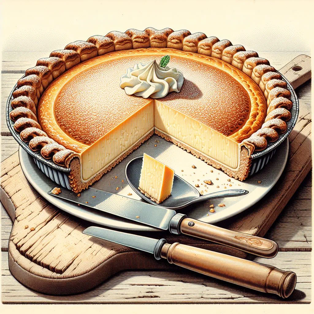 Golden Dutch rijstevlaai rice tart on a shortcrust pastry base