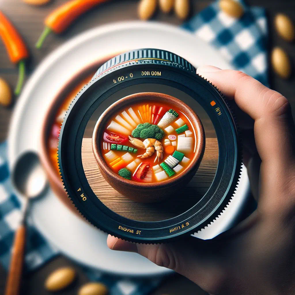 Bowl of Dutch sago soup with vegetables and fresh herbs