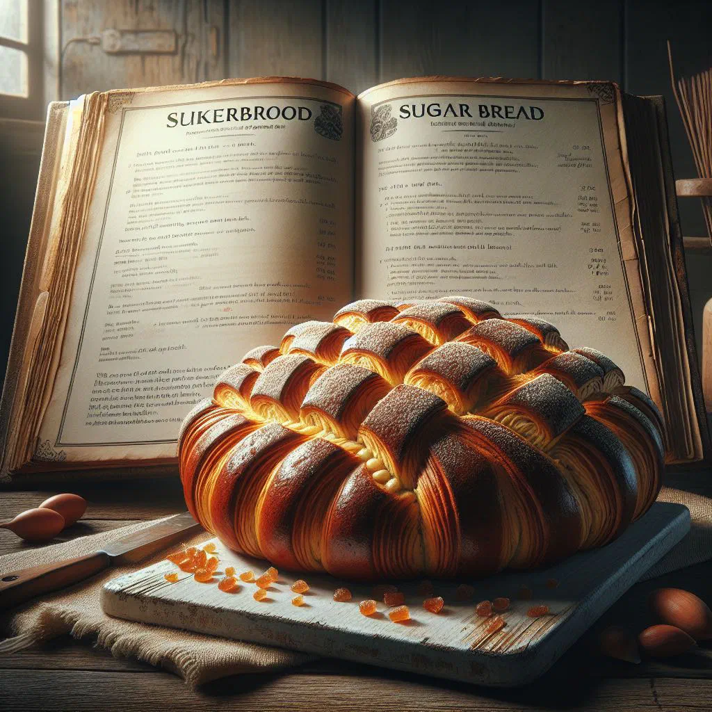 Sliced Dutch suikerbrood sweet bread studded with sugar