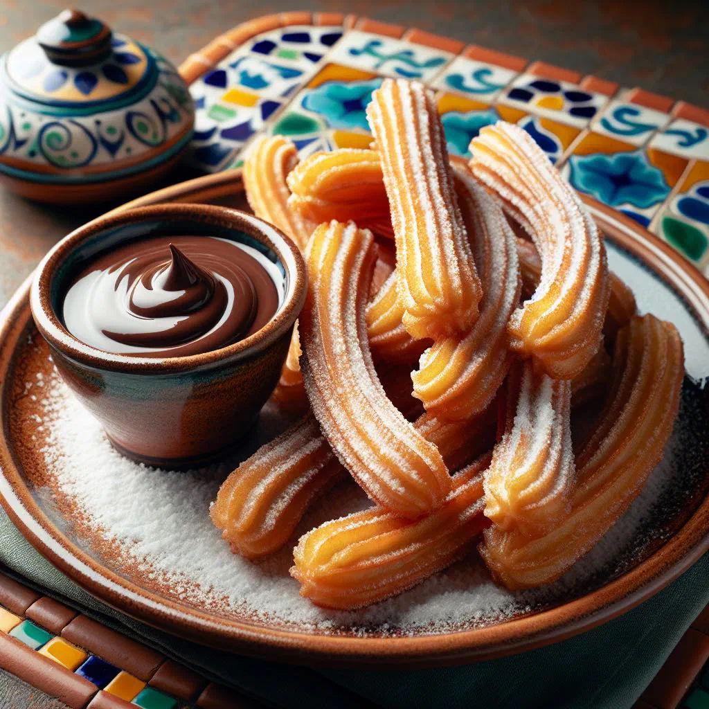 Crisp golden churros dusted with cinnamon sugar on a plate