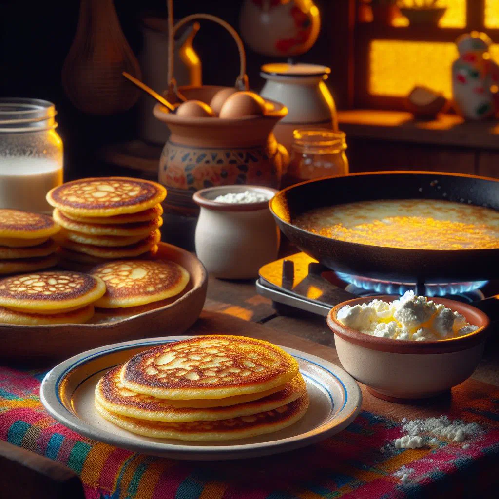 Sweetcorn tortillas served with slices of fresh cuajada cheese