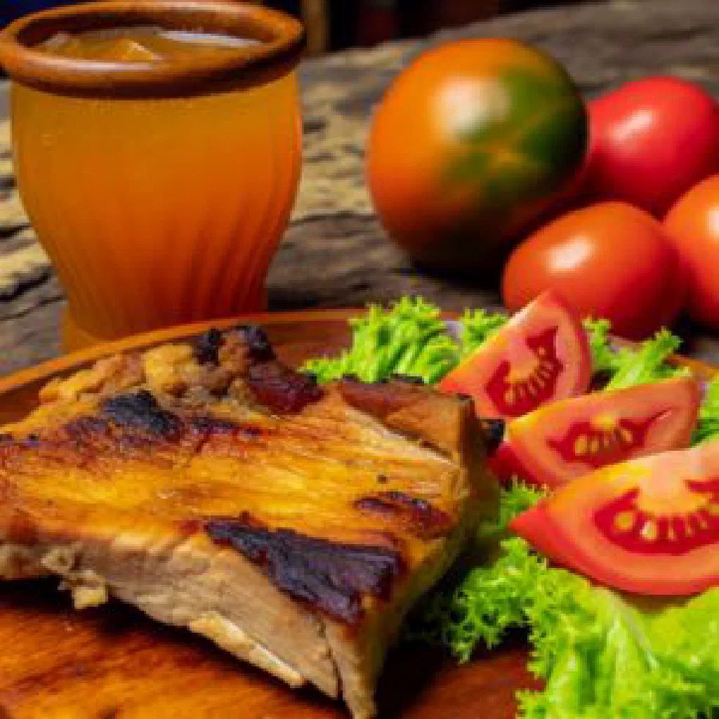 Sliced oven-roasted Nicaraguan pork with a golden, crisp crust