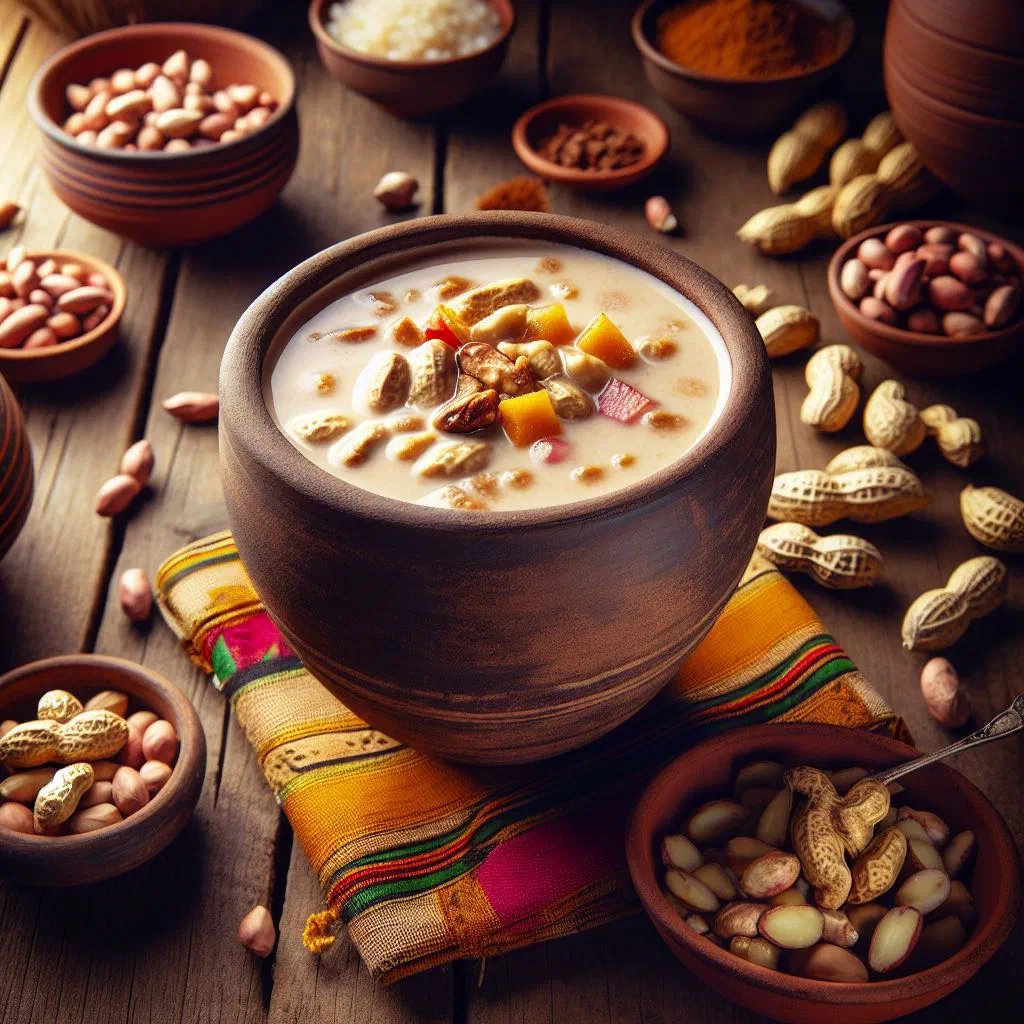 A creamy glass of Kunun Gyada made from millet and groundnuts