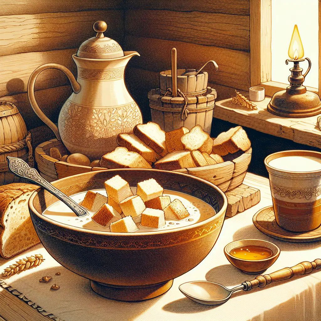 A warming bowl of popara made from soaked bread and stock, garnished with fresh herbs